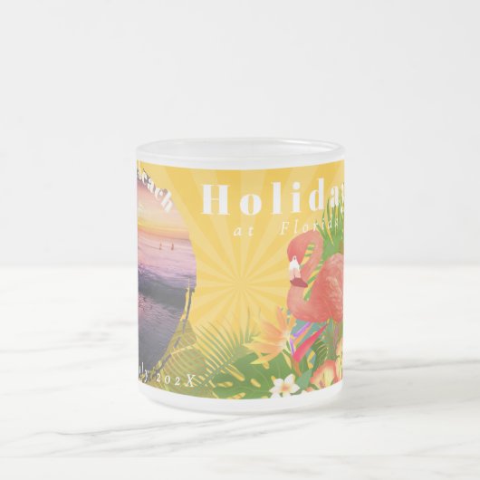 Flamingo Travel Erinnerungen Foto Mustard Tasse (Mittel)