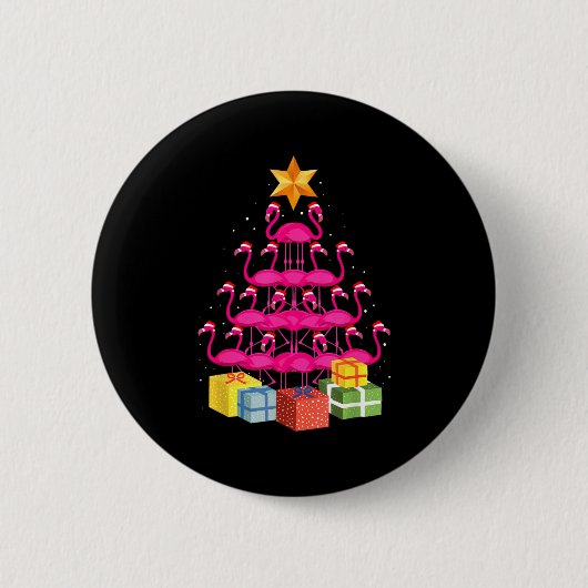 Flamingo Tree Funny Ugly Christmas Button (Vorderseite)