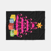Flamingo Tree Funny Ugly Christmas Fleecedecke (Vorderseite (Horizontal))