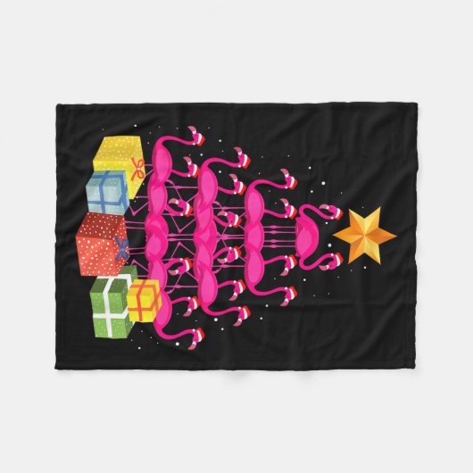 Flamingo Tree Funny Ugly Christmas Fleecedecke (Vorderseite (Horizontal))