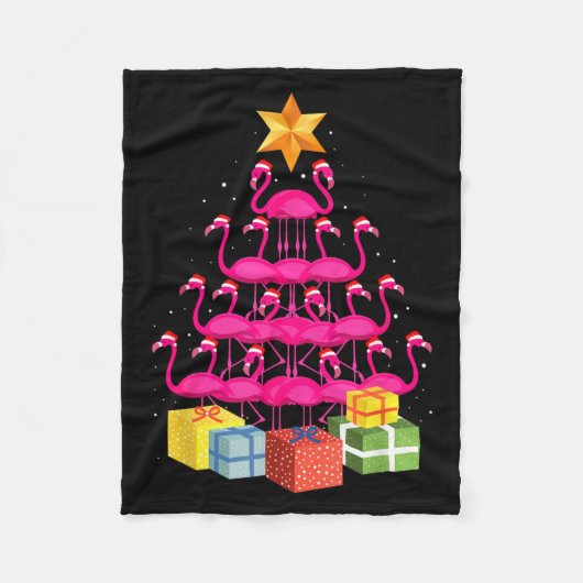 Flamingo Tree Funny Ugly Christmas Fleecedecke (Vorderseite)