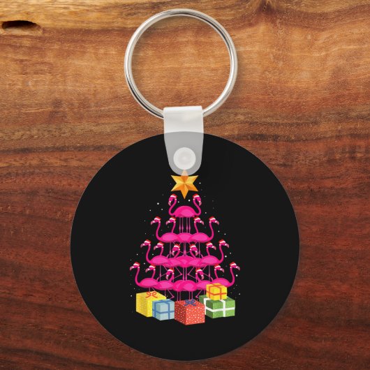 Flamingo Tree Funny Ugly Christmas Schlüsselanhänger (Vorderseite)