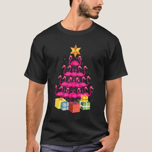Flamingo Tree Ugly Christmas T-Shirt (Vorderseite)