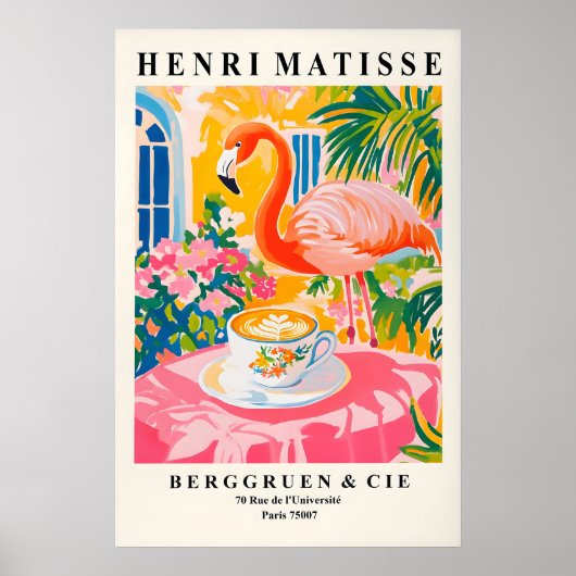 Flamingo trinkt Kaffee Kunst Druck Henri Matisse Poster (Vorne)