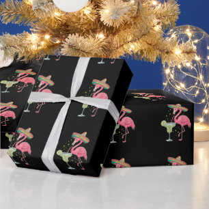 Flamingo trinkt Margarita Lustiger mexikanischer P Geschenkpapier