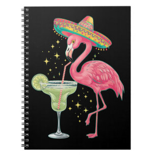 Flamingo trinkt Margarita Lustiger mexikanischer P Notizblock