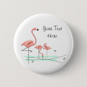 Flamingo-Trio 4" Text" Knopf Button