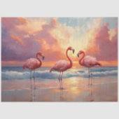 Flamingo Trio am Strand Decoupage Seidenpapier (Vorderseite)