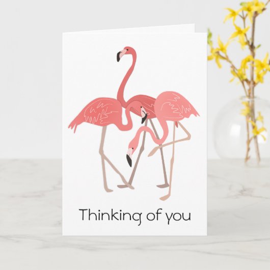 Flamingo-Trio, das an Sie denkt Karte (Gelbe Blume)