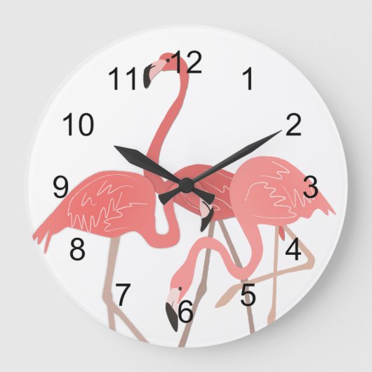 Flamingo Trio Große Wanduhr (Vorderseite)