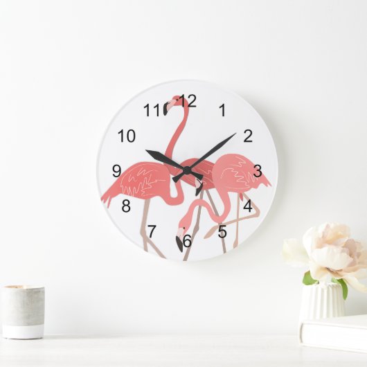 Flamingo Trio Große Wanduhr (Zuhause)