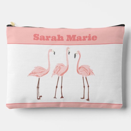 Flamingo Trio Monogram Zipper Pouch Zubehörtasche (Vorderseite)