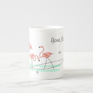 Flamingo-Trio-Namenknochen-China-Tasse Porzellantasse