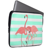 Flamingo Trio on Stripes Laptopschutzhülle (Vorne Rechts)
