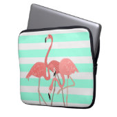 Flamingo Trio on Stripes Laptopschutzhülle (Vorderseite Links)