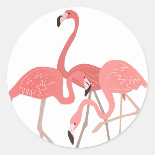 Flamingo Trio Runder Aufkleber (Vorderseite)