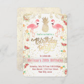 Flamingo-Tropen-Geburtstagsluau Einladung (Vorne/Hinten)