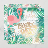 Flamingo-Tropen-Geburtstagsparty Einladung (Vorne/Hinten)