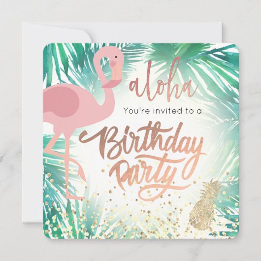 Flamingo-Tropen-Geburtstagsparty Einladung (Vorderseite)