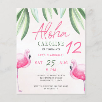 Flamingo Tropical Aloha Kinder Budget Geburtstagsp Flyer