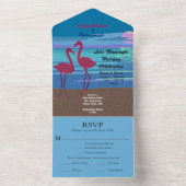 Flamingo Tropical Beach Hochzeitsinformationen UAW All In One Einladung (Innen Boden)
