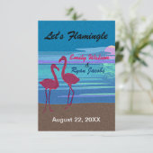Flamingo Tropical Beach Wedding UAWG & Menu RSVP Karte (Stehend Vorderseite)