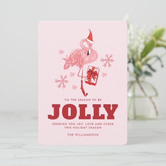 Flamingo Tropical Beach Weihnachten (Stehend Vorderseite)