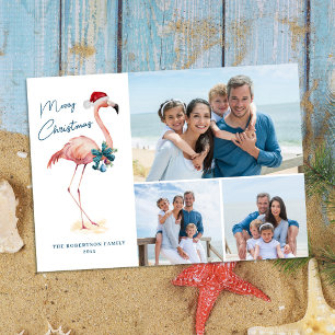 Flamingo Tropical Beach Weihnachtsfest Foto Feiertagskarte