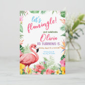 Flamingo Tropical Birthday Einladung Summer Pink (Stehend Vorderseite)