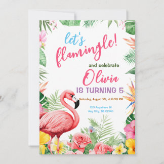 Flamingo Tropical Birthday Einladung Summer Pink