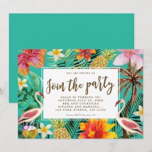 Flamingo Tropical Birthday Party GRILLEN Einladung