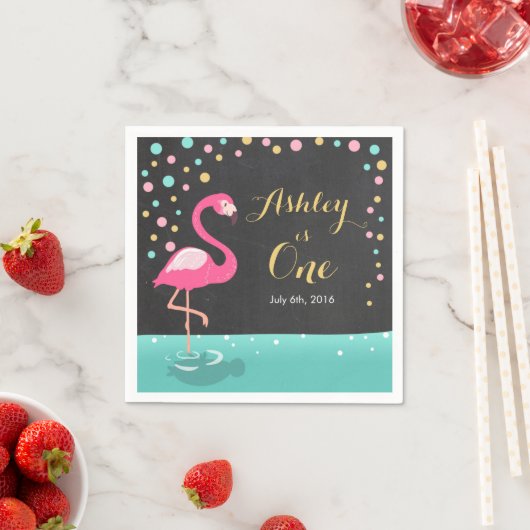 Flamingo Tropical Birthday Party Paper Napkin Girl Serviette (Beispiel)