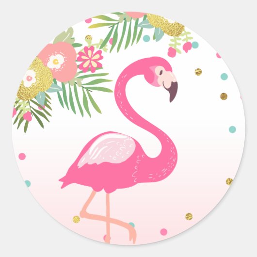 Flamingo Tropical Birthday Umschlag Aufkleber Stic (Vorderseite)