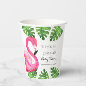 Flamingo Tropical Blätter Baby Dusche Gastgeschenk Pappbecher (Vorderseite)