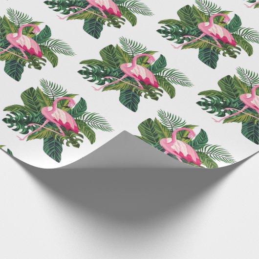 Flamingo Tropical Blätter Dschungel Geschenkpapier (Ecke)