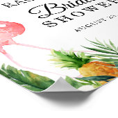 Flamingo Tropical Blätter Floral Brautparty Zeiche Poster (Ecke)