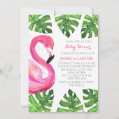 Flamingo Tropical Blätter Kinderdusche Pink Girl Einladung (Vorderseite)