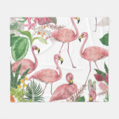 Flamingo Tropical Blätter Watercolor Muster Fleecedecke (Vorderseite (Horizontal))