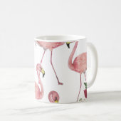 Flamingo Tropical Blätter Watercolor Muster Kaffeetasse (VorderseiteRechts)