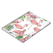 Flamingo Tropical Blätter Watercolor Muster Notizblock (Linke Seite)