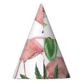 Flamingo Tropical Blätter Watercolor Muster Partyhütchen (Rückseite)