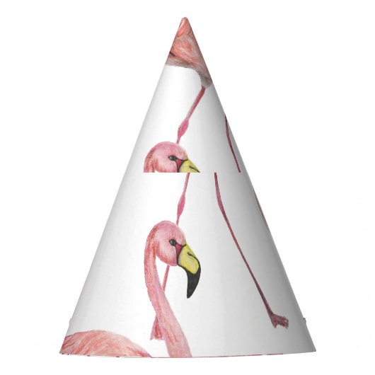 Flamingo Tropical Blätter Watercolor Muster Partyhütchen (Vorderseite)