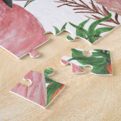 Flamingo Tropical Blätter Watercolor Muster Puzzle (Seite)