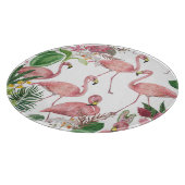 Flamingo Tropical Blätter Watercolor Muster Schneidebrett (Ecke)