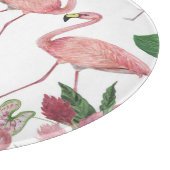 Flamingo Tropical Blätter Watercolor Muster Schneidebrett (Ecke)