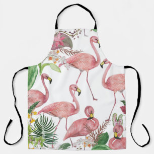 Flamingo Tropical Blätter Watercolor Muster Schürze