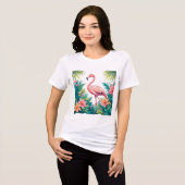 Flamingo & Tropical Blume T - Shirt (Vorderseite voll)