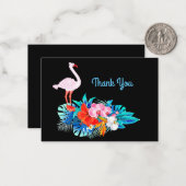 Flamingo Tropical Blume Vielen Dank Mitteilungskarte (Vorderseite/Rückseite Beispiel)