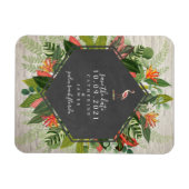 Flamingo Tropical Botanical Brick Wedding Magnet (Horizontal)
