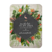 Flamingo Tropical Botanical Brick Wedding Magnet (Vertikal)